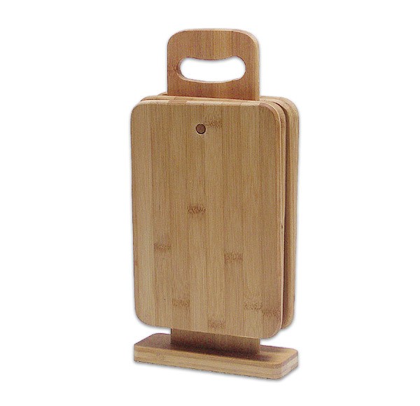 Frühstücksbrettchen Set aus Bambus mit Halter 5-teilig