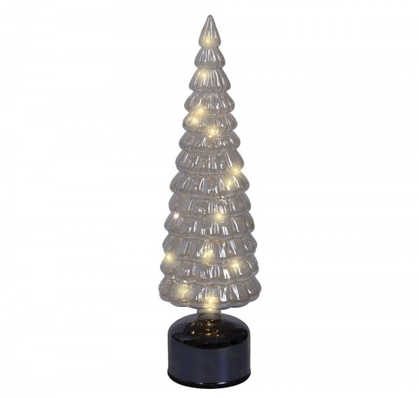 Tischleuchte Weihnachtsbaum Glas Drehend Silber Timer Dekoleuchte Weihnachten