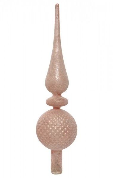 Christbaumspitze Rosa Zapfen Schnee Frost Weihnachtsbaumspitze Echt Glas 31cm