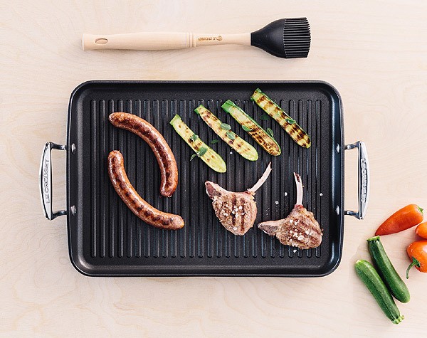 Le Creuset Aluminium- Grillplatte mit Rillen Antihaft Spezialform 34x25cm