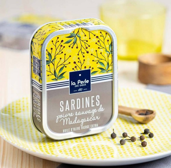 La Perle des Dieux Sardinen mit wildem Pfeffer aus Madagaskar - Dose 115 g