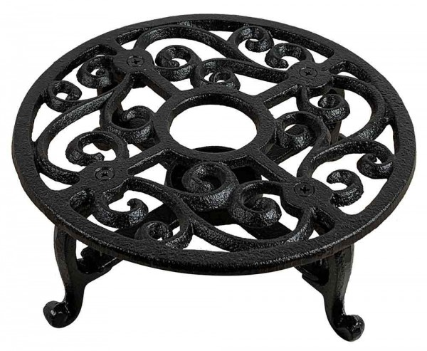 Stövchen Landhaus Vintage Warmhalteplatte Rechaud Gusseisen Antik-Stil Schwarz