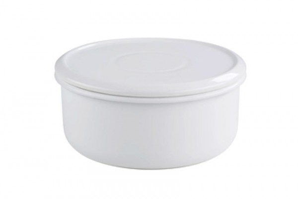 Riess Keksdose Brotdose Emaille Weiß Plätzchendose Aufbewahrungsdose Ø 24cm