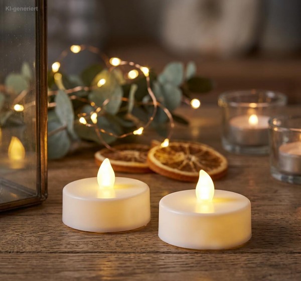 LED Teelichter Groß 8 Stück mit Flacker-Effekt Batterie Maxi Warmweiß