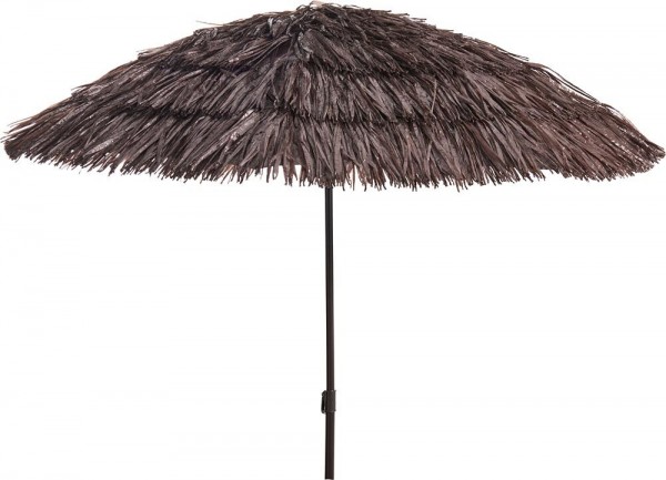 Sonnenschirm Hawaii Strandschirm Taupe Fransen Erdspieß Neigbar Höhenverstellbar