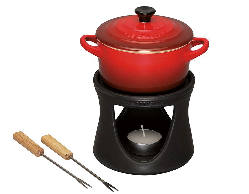 Le Creuset Mini Cocotte Schokofondue-Set Kirschrot