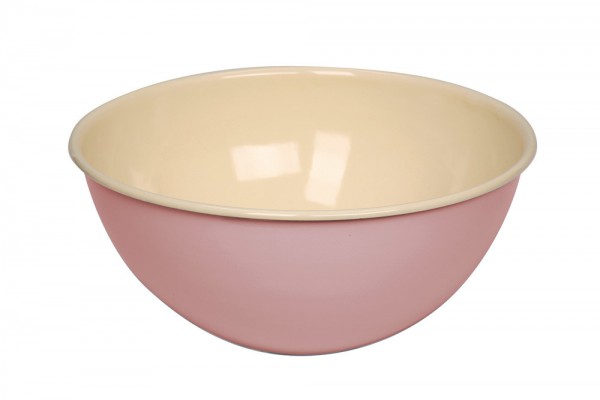 Riess Obst und Salatschüssel Emaille Pastell Rosa 26cm