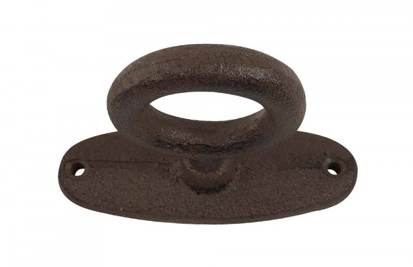 Anbindering mit Platte Gusseisen Antik-Stil Befestigungsring Braun 6cm
