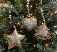 Christbaumschmuck Stern Baum Herz 3 Stück Gold Glitzer Christbaumanhänger Christbaumschmuck Stern Baum Herz 3 Stück Gold Glitzer Christbaumanhänger