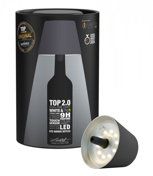 Sompex Flaschenleuchte TOP 2.0 Anthrazit LED RGBW mit Akku