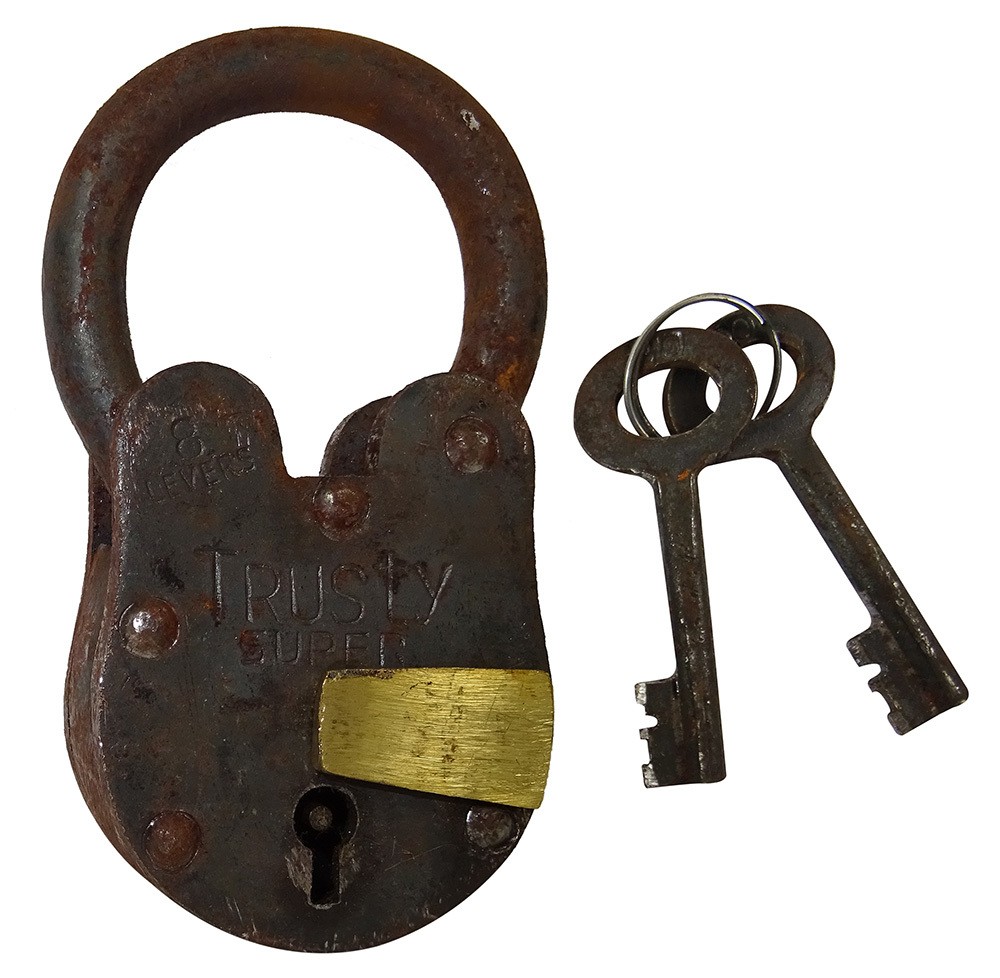 Deko Vorhängeschloss Nostalgie 2 Schlüssel Vintage Gusseisen Antik-Stil Braun 