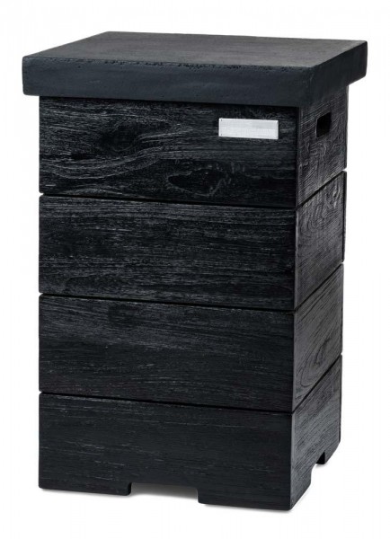 Happy Cocooning Beistelltisch Teak Black für Gasflasche schwarz 41 x 41 x 62 cm