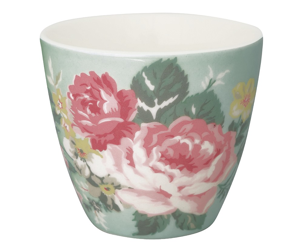 Greengate Latte Cup Josephine Pale Mint Tasse Steingut Grün Blumen