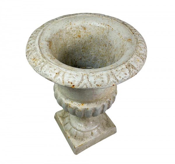 Französische Louvre Vase Amphore Gusseisen Schwer Antik-Stil Weiß 22cm