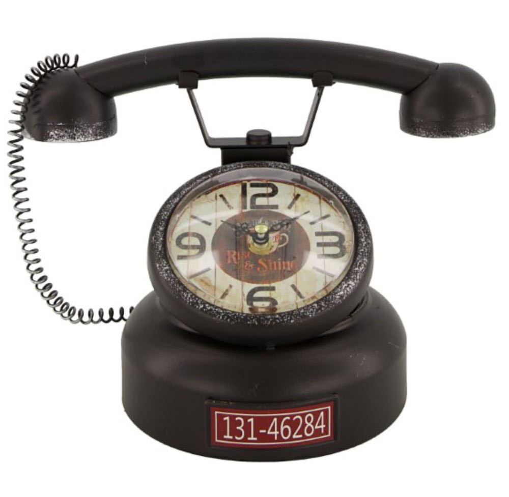 Tischuhr Retro Nostalgie Telefon Antik-Stil Uhr Altes Telefon Vintage Schwarz Tischuhr Retro Nostalgie Telefon Antik-Stil Uhr Altes Telefon Vintage Schwarz