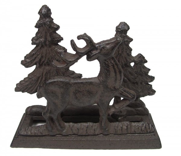 Serviettenhalter Rentier Tannenbäume Weihnachten Gusseisen Antik-Braun