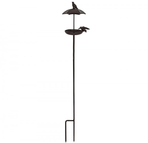 Vogeltränke Schirm Gartenstecker Vogelbad mit Dach Futterstation 112cm