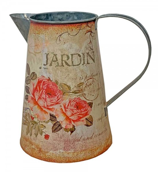 Deko Krug Zink Rosen Zinkkrug Gießkanne Jardin Zinkkanne Vintage-Stil