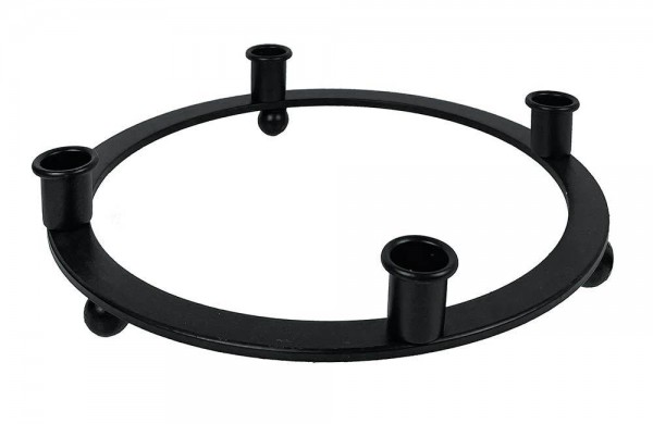 Adventskranz Metallring Schwarz Rund 4 Kerzenhalter Eisen Modern 28cm