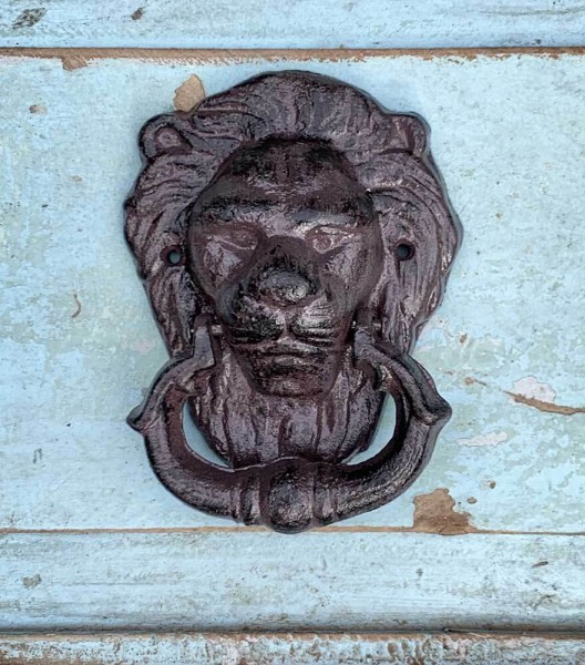 Nostalgie Türklopfer Löwe Gusseisen Löwenkopf Antik-Stil Braun