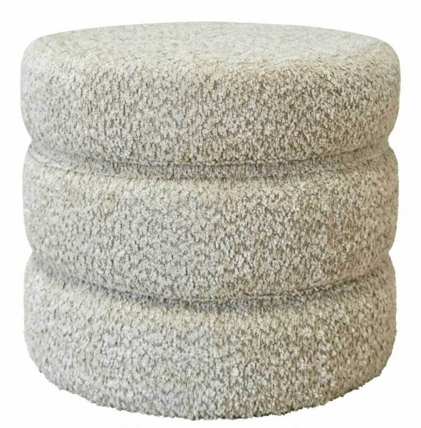 Sitzhocker Rund Pouf Bouclé Teddy Stoff Kuscheliger Hocker Polsterhocker Beige