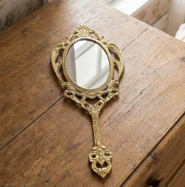 Handspiegel Prinzessin Gold Barock Schminkspiegel Antik-Stil Karneval Halloween