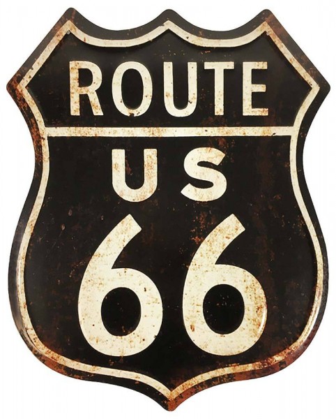 Blechschild ROUTE 66 US Groß Retro Vintage Deko XL Highway Geprägt 40 x 50 cm