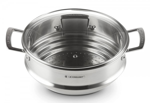 Le Creuset Multi-Dämpfeinsatz mit Glasdeckel 3-Ply Edelstahl 24cm