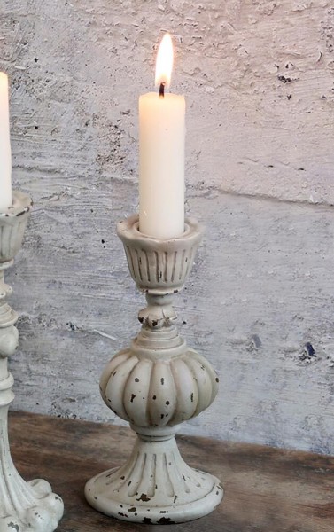 Chic Antique Kerzenhalter Barock Kerzenständer 14 cm Antik-Stil Shabby Weiß