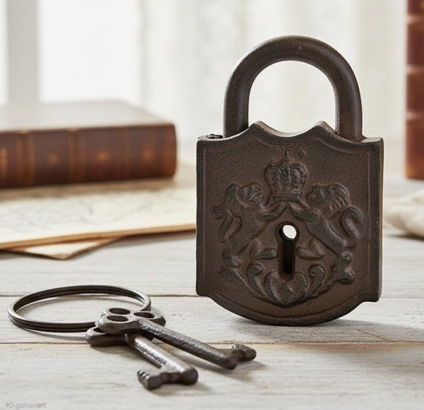Deko Vorhängeschloss Nostalgie Schloss mit 2 Schlüssel Gusseisen Antik-Stil