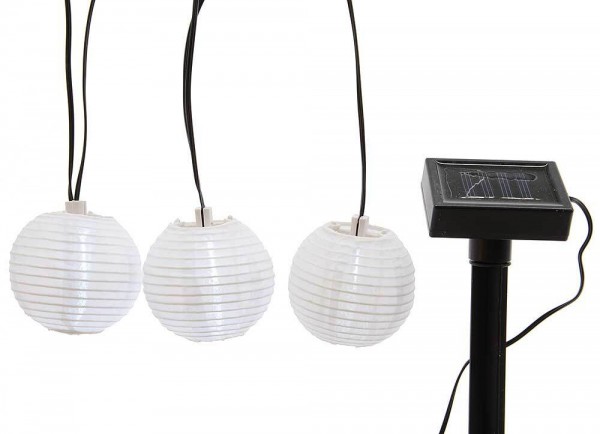 LED Solar Lichterkette 10 Lampions Laternen Garten Party Weiß
