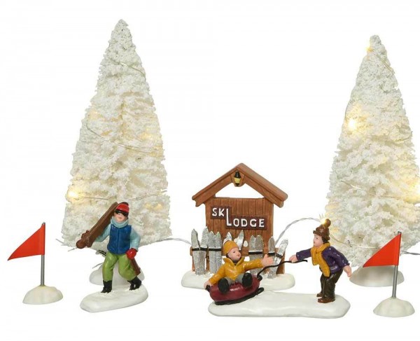 Winterszene Skipiste Beleuchtet Ski Rodeln 16 teilig Deko mit Beleuchtung