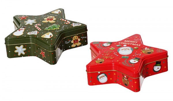Keksdosen Set Weihnachten 2 Plätzchendosen Rot Grün Gebäckdosen Weihnachtsmotive