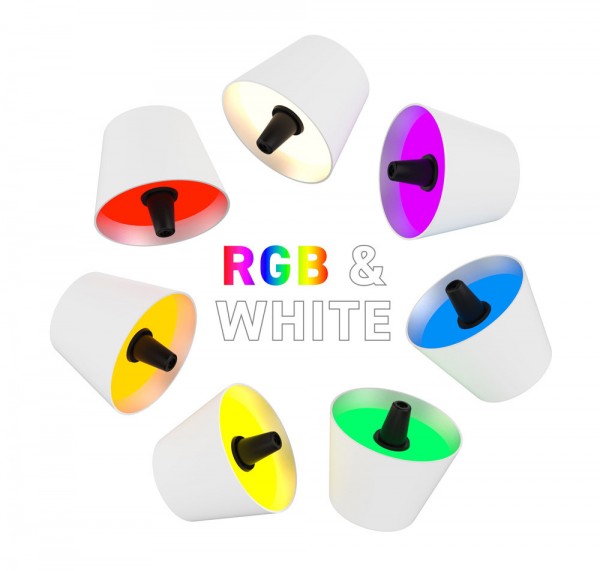 Sompex Flaschenleuchte TOP 2.0 Weiß LED RGBW mit Akku