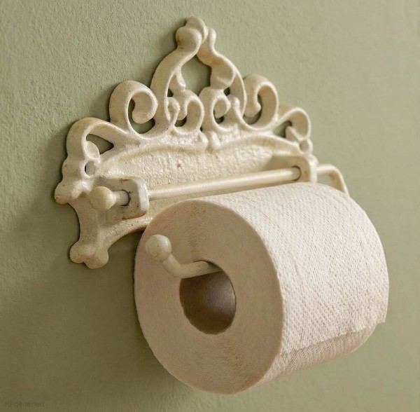 Toilettenpapierhalter Jugendstil Nostalgie Gusseisen Antik-Stil Weiß Vintage