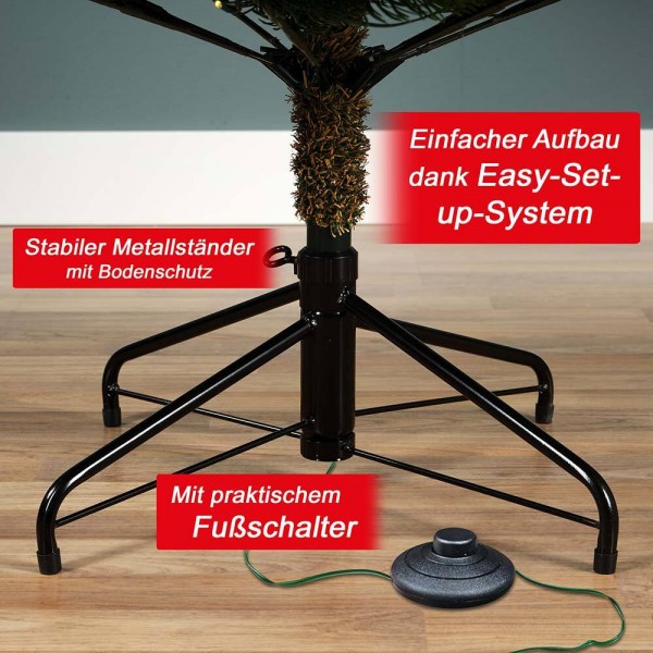 Weihnachtsbaum Künstlich Nordmanntanne Premium 180cm Naturgetreu m. Lichterkette