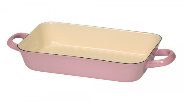 Riess Bratreine Emaille Pastell Rosa Bratpfanne 26x17cm