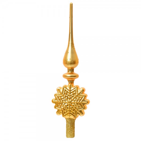 Christbaumspitze Schneeflocke Gold Echt Glas Weihnachtsbaumspitze 31cm