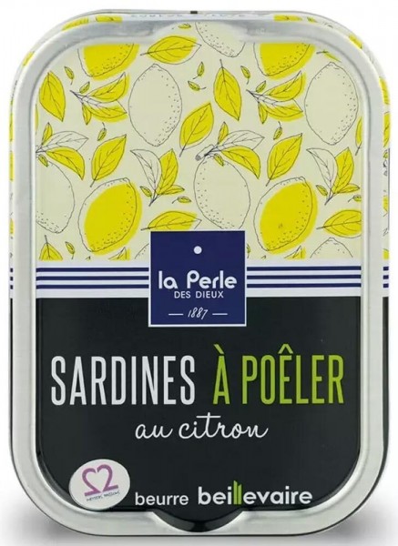 La Perle des Dieux Sardinen zum Braten mit Zitrone in Fassbutter - Dose 115 g