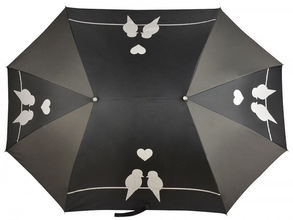 Regenschirm "Turteltauben" Partnerschirm für 2 Personen Schwarz-Weiß