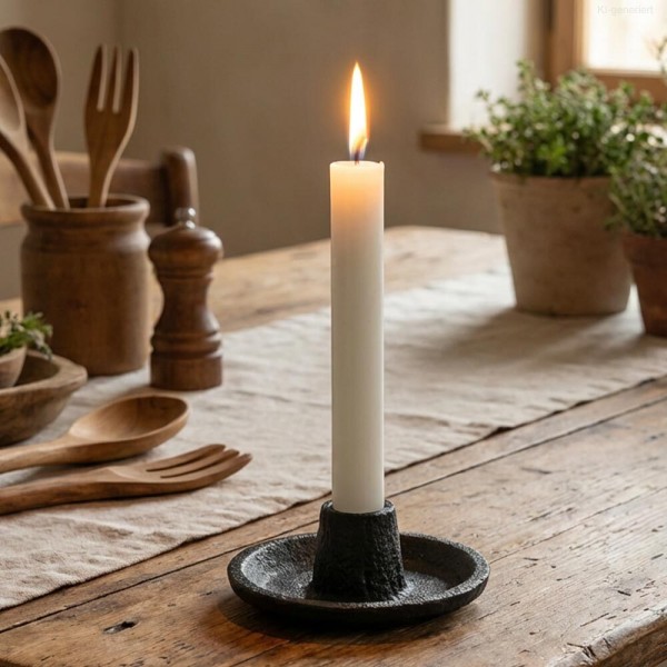 Kerzenhalter Gusseisen Schwarz Rustikal Kerzenständer Schwer Antik-Stil
