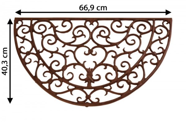 Fußabtreter Fußmatte Gusseisen Jugendstil Halbrund Antik-Braun 67x40cm