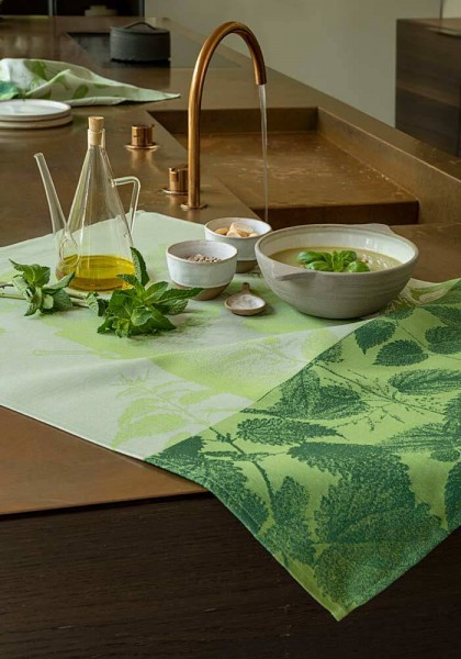 Le Jacquard Français Geschirrtuch Veloute D´Orties Nature Grün 60x80 Baumwolle