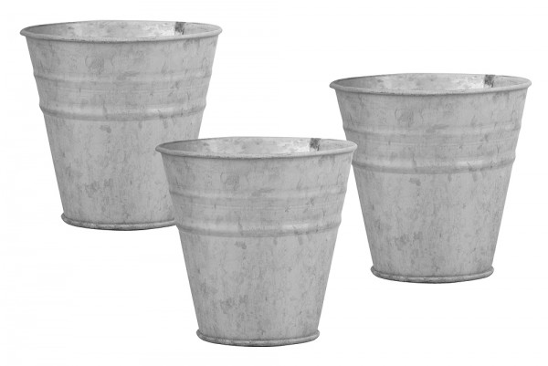 Blumentopf Set Zink 3 Stück Pflanztopf Zinktopf Vintage Ø 12,5 cm
