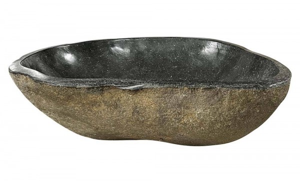 Naturstein Schale Groß Miniteich Teichschale Flussstein Becken Vogeltränke 58cm