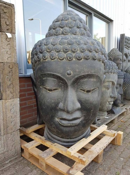 Buddha Kopf XXL 150 cm Groß Guss-Stein Frostsicher Garten Statue Bali