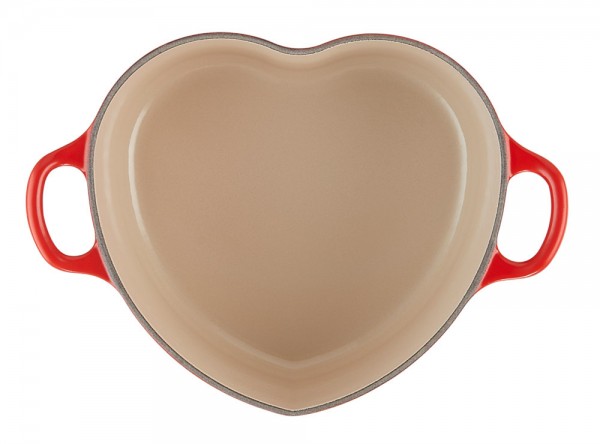 Le Creuset Herzbräter mit Herzknopf Gusseisen Kirschrot
