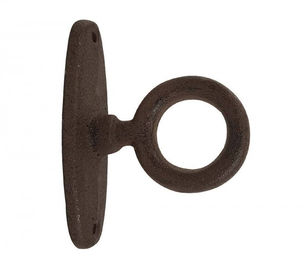Anbindering mit Platte Gusseisen Antik-Stil Befestigungsring Braun 6cm