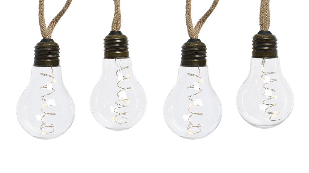 LED Lichterkette Glühbirnen Vintage Edison an Seil 10 Micro LED Warmweiß 2,7m
