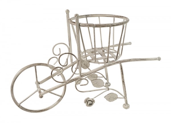 Blumentopfhalter Schubkarre Nostalgie Pflanztopfhalter Landhaus Metall Weiß